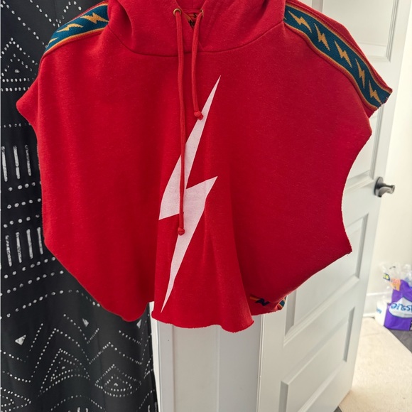 Aviator Nation Red Sweatsuit Set with White Lightning Bolt - Picture 6 of 7